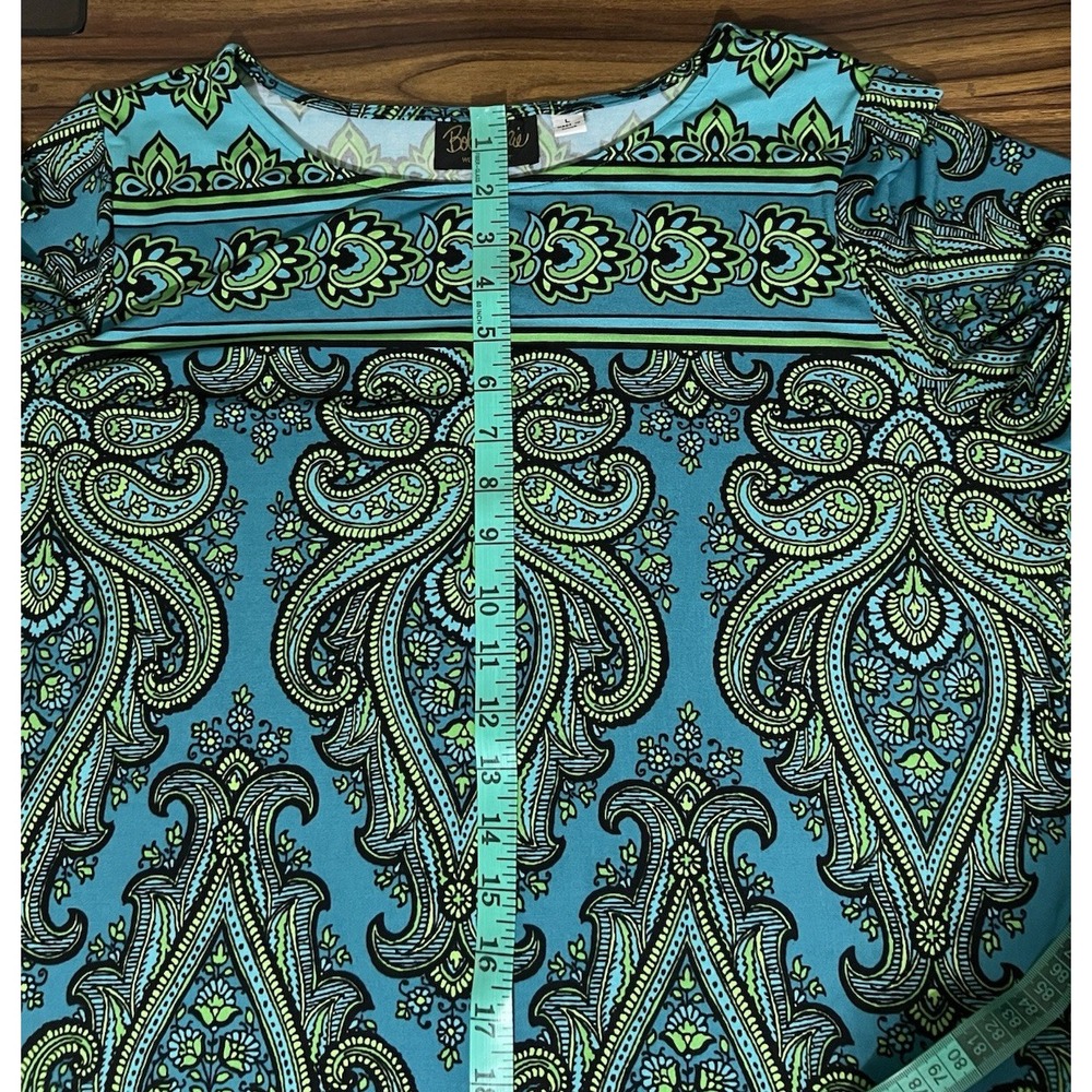 Bob Mackie Teal and Turquoise with green,Paisley design last photo best color! - Picture 8 of 12